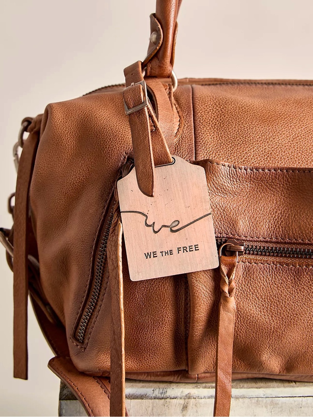 Free People x WTF Baby Emerson Leather Shoulder Bag in Saddle - Picture 2 of 15